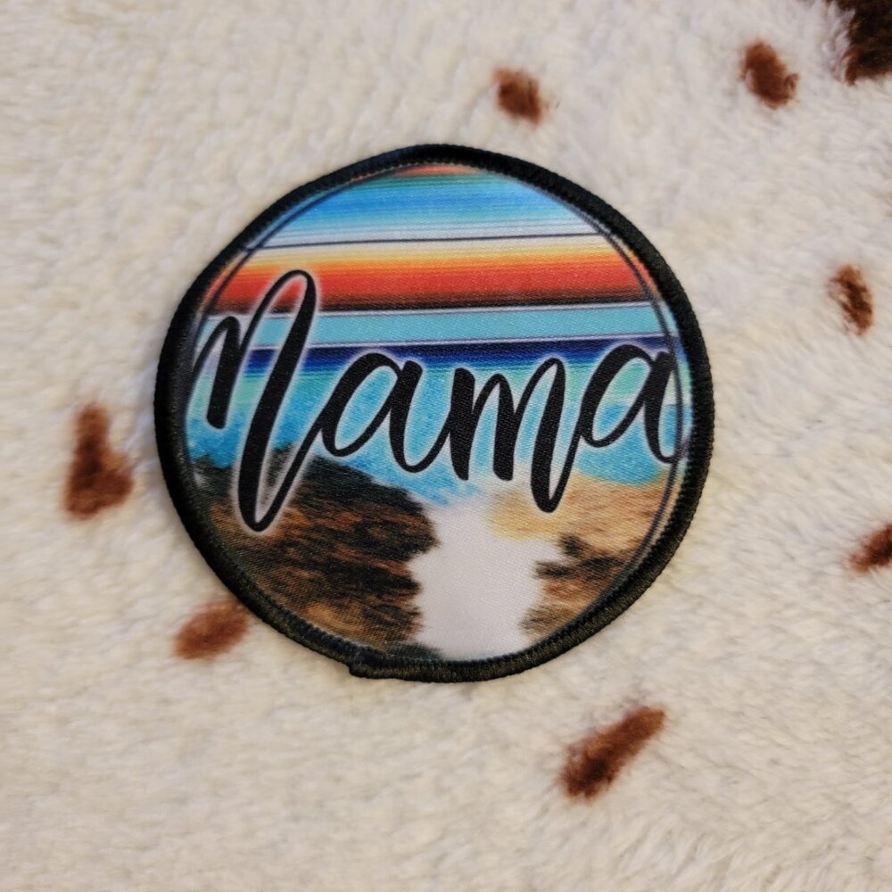 Mama Cow Print Western Hat Patch 5 Pack